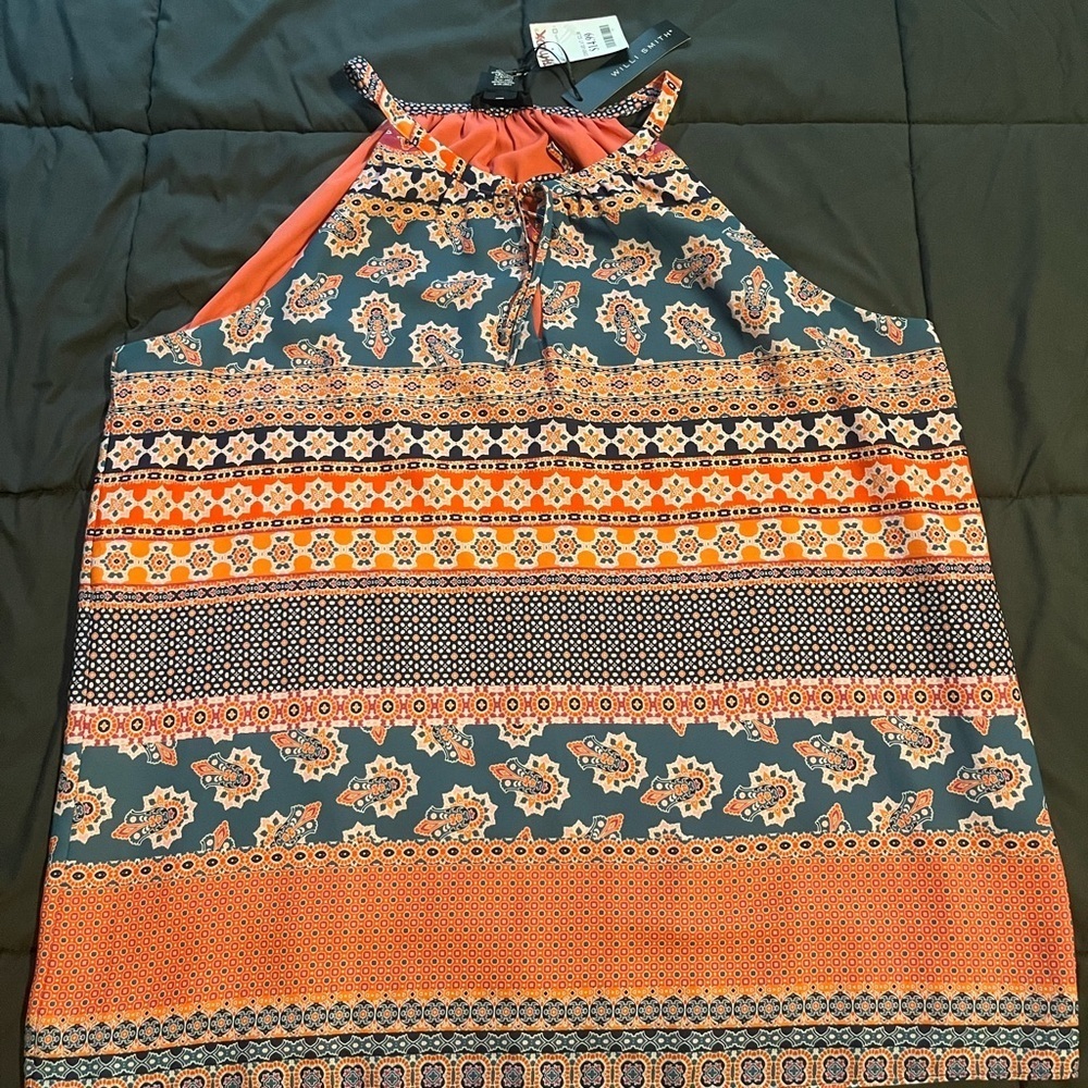 Stylish Women's Halter Top - Orange/Pink and Blue